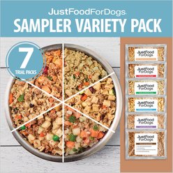 JustFoodForDogs Sampler Variety Box Frozen Fresh Food + Pumpkin Dehydrated Dog Treats slide 2 of 7