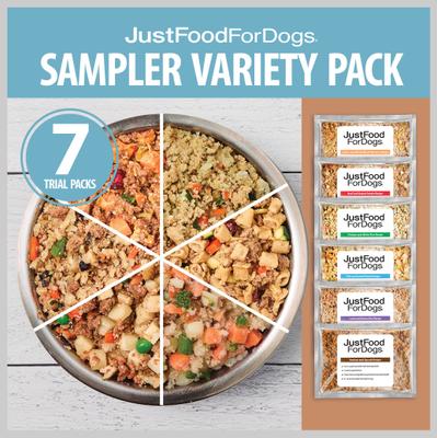 Show full view: JustFoodForDogs Sampler Variety Box Frozen Fresh Food + Pumpkin Dehydrated Dog Treats slide 2 of 8