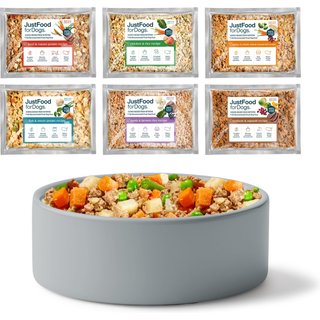 JustFoodForDogs Sampler Variety Box Frozen Human-Grade Fresh Dog Food, 18-oz pouch, case of 7 slide 1 of 8