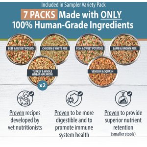 JustFoodForDogs Sampler Variety Box Frozen Human-Grade Fresh Dog Food, 18-oz pouch, case of 7