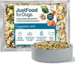JustFoodForDogs Sensitive Skin Fresh Frozen Human-Grade Seafood & Fish Fresh Dog Food, 18-oz pouch, case of 21