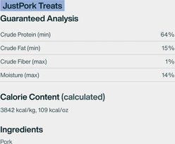 JustFoodForDogs Single Ingredient Pork Dog Treats, 5-oz bag slide 2 of 7