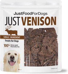 JustFoodForDogs Venison Dehydrated Dog Treats, 5-oz bag