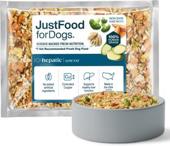 JustFoodForDogs Veterinary Diet Hepatic Support Low Fat Frozen Human-Grade Fresh Dog Food, 18-oz pouch, case of 7 slide 1 of 9