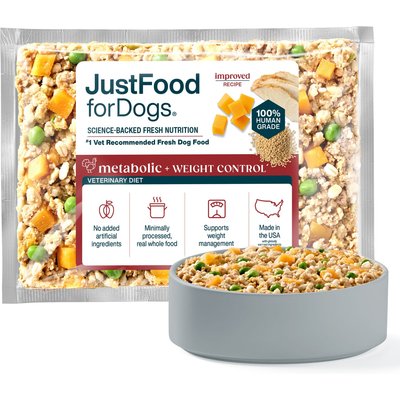 JustFoodForDogs JustFoodForDogs Veterinary Diet Metabolic Support Frozen Human-Grade Fresh Dog Food, 18-oz pouch, case of 21
