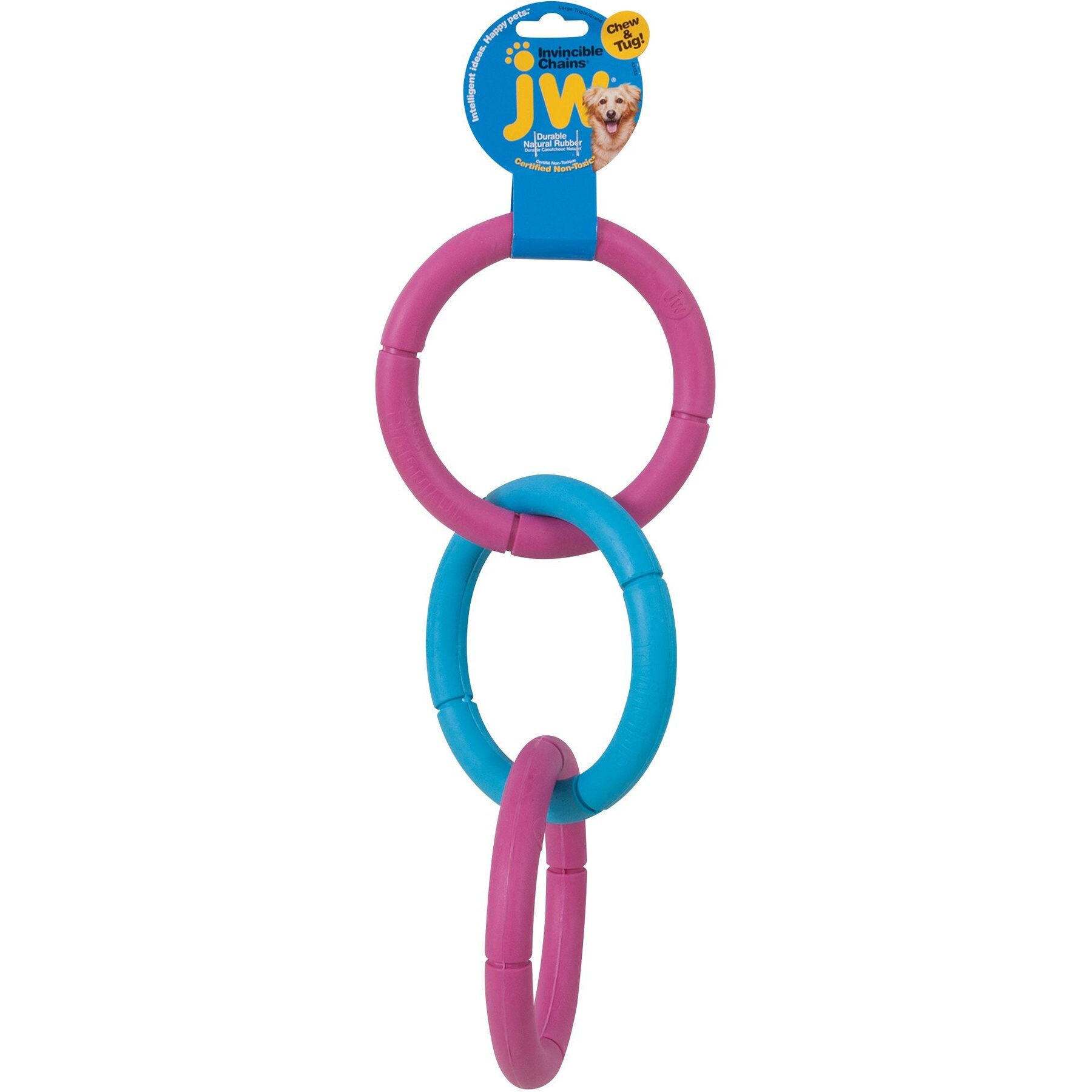 JW Pet Invincible Chains Triple Dog Toy, Color Varies, Large