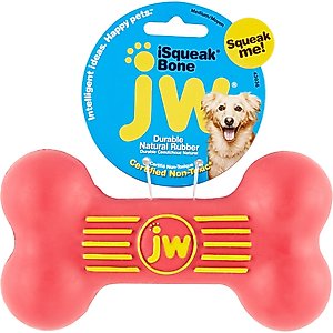 JW Pet iSqueak Bone Dog Toy, Color Varies, Medium
