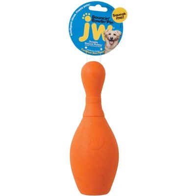 JW Pet JW Pet iSqueak Bouncin' Bowlin' Pin Dog Toy, Large (Color Varies)