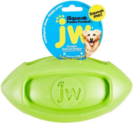 Show full view: JW Pet iSqueak Funble Football Dog Toy, Color Varies, Large slide 1 of 4