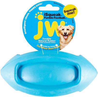 Show full view: JW Pet iSqueak Funble Football Dog Toy, Color Varies, Medium slide 1 of 4