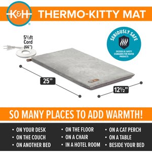 K&H Pet Products Thermo-Kitty Mat Heated Cat Bed, Gray 