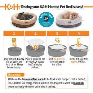 K&H Pet Products Thermo-Snuggle Cup Bomber Heated Dog & Cat Bed, Gray