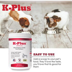 K-Plus Potassium Citrate Plus Supports Bladder Health Urinary Balance & Kidney Function Cranberry Granules for Dogs & Cats, 300g