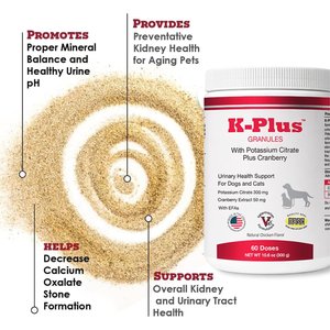 K-Plus Potassium Citrate Plus Supports Bladder Health Urinary Balance & Kidney Function Cranberry Granules for Dogs & Cats, 300g