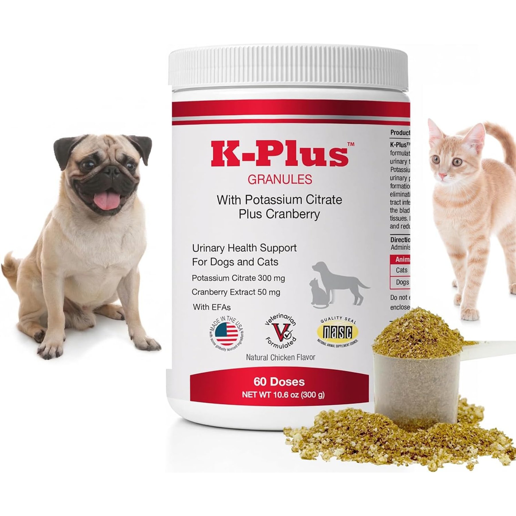 K-Plus Potassium Citrate Plus Supports Bladder Health Urinary Balance & Kidney Function Cranberry Granules for Dogs & Cats, 300g