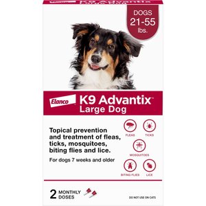 K9 Advantix Flea, Tick & Mosquito Prevention for Large Dogs, 21-55 lbs, 2-Monthly Treatments