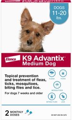 K9 Advantix Flea, Tick & Mosquito Prevention for Medium Dogs, 11-20 lbs, 2-Monthly Treatments