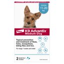 K9 Advantix Flea, Tick & Mosquito Prevention for Medium Dogs, 11-20 lbs, 2-Monthly Treatments