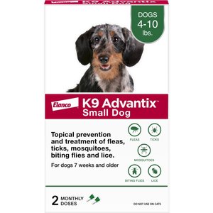 K9 Advantix Flea, Tick & Mosquito Prevention for Small Dogs, 4-10 lbs, 2-Monthly Treatments