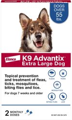 K9 Advantix Flea, Tick & Mosquito Prevention for X-Large Dogs, Over 55 lbs+, 2-Monthly Treatments