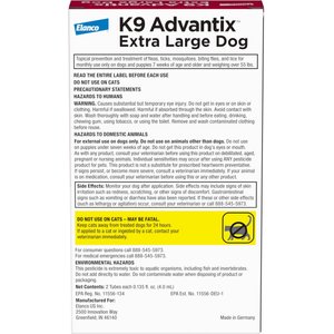 K9 Advantix Flea, Tick & Mosquito Prevention for X-Large Dogs, Over 55 lbs+, 2-Monthly Treatments