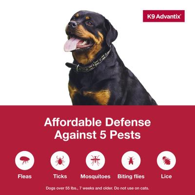 Show full view: K9 Advantix Flea, Tick & Mosquito Prevention for X-Large Dogs, Over 55 lbs+, 2-Monthly Treatments slide 4 of 10