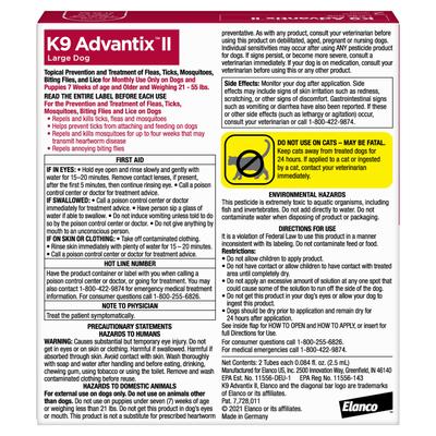 Show full view: K9 Advantix II Flea & Tick Spot Treatment for Dogs, 21-55 lbs, 2 Doses (2-mos. supply) slide 2 of 10
