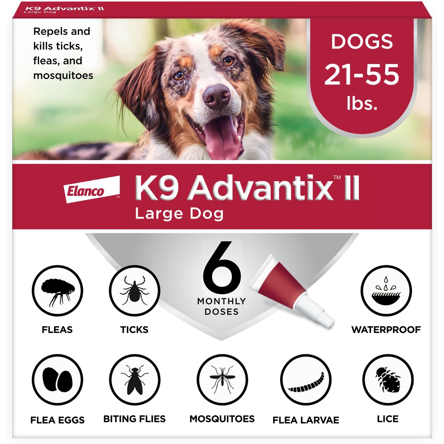 K9 Advantix II 21 - 55 lbs 6 Month Supply Red