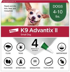 K9 Advantix II Flea & Tick Spot Treatment for Dogs, 4-10 lbs, 4 Doses (4-mos. supply)