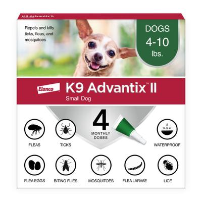 Show full view: K9 Advantix II Flea & Tick Spot Treatment for Dogs, 4-10 lbs, 4 Doses (4-mos. supply) slide 1 of 10