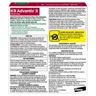 Show full view: K9 Advantix II Flea & Tick Spot Treatment for Dogs, 4-10 lbs, 4 Doses (4-mos. supply) slide 2 of 10
