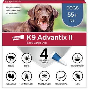 K9 Advantix II Flea & Tick Spot Treatment for Dogs, over 55 lbs, 4 Doses (4-mos. supply)