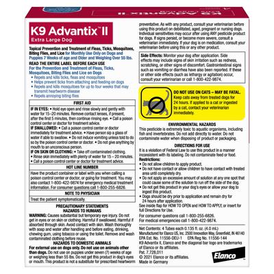 Show full view: K9 Advantix II Flea & Tick Spot Treatment for Dogs, over 55 lbs, 4 Doses (4-mos. supply) slide 2 of 10