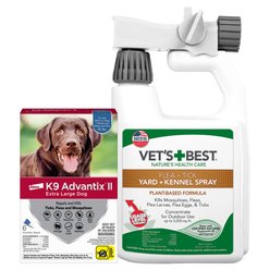K9 Advantix II Flea & Tick Spot Treatment, over 55-lbs + Vet's Best Flea + Tick Yard & Kennel Spray for Dogs