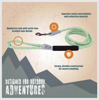 Show full view: K9 Explorer Brights Reflective Braided Rope Snap Leash, Meadow slide 3 of 7