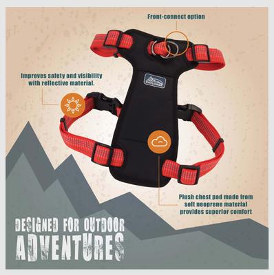Show full view: K9 Explorer Brights Reflective Front-Connect Harness, Canyon, Large, 1-in x 26-38-in slide 2 of 7