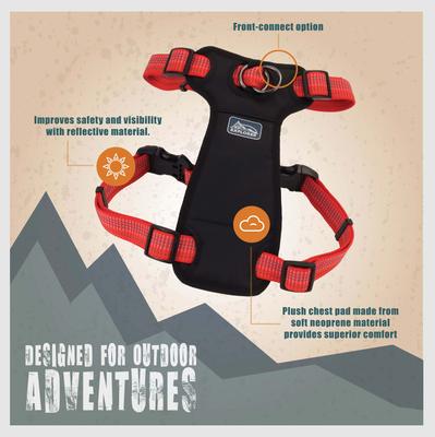 Show full view: K9 Explorer Brights Reflective Front-Connect Harness, Lake, Large, 1-in x 26-38-in slide 3 of 8