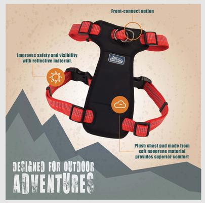 Show full view: K9 Explorer Brights Reflective Front-Connect Harness, Ocean, Small, 5/8-in x 16-24-in slide 3 of 8