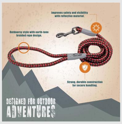 Show full view: K9 Explorer Reflective Braided Rope Snap Dog Leash, Orchid slide 2 of 3