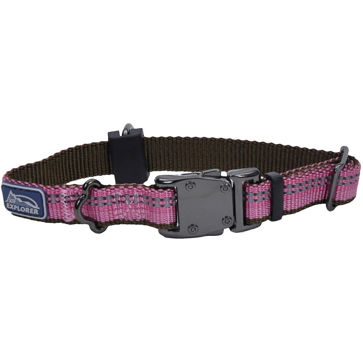 K9 Explorer Reflective Dog Collar, Rosebud, 8 to 12-in neck, 5/8-in wide
