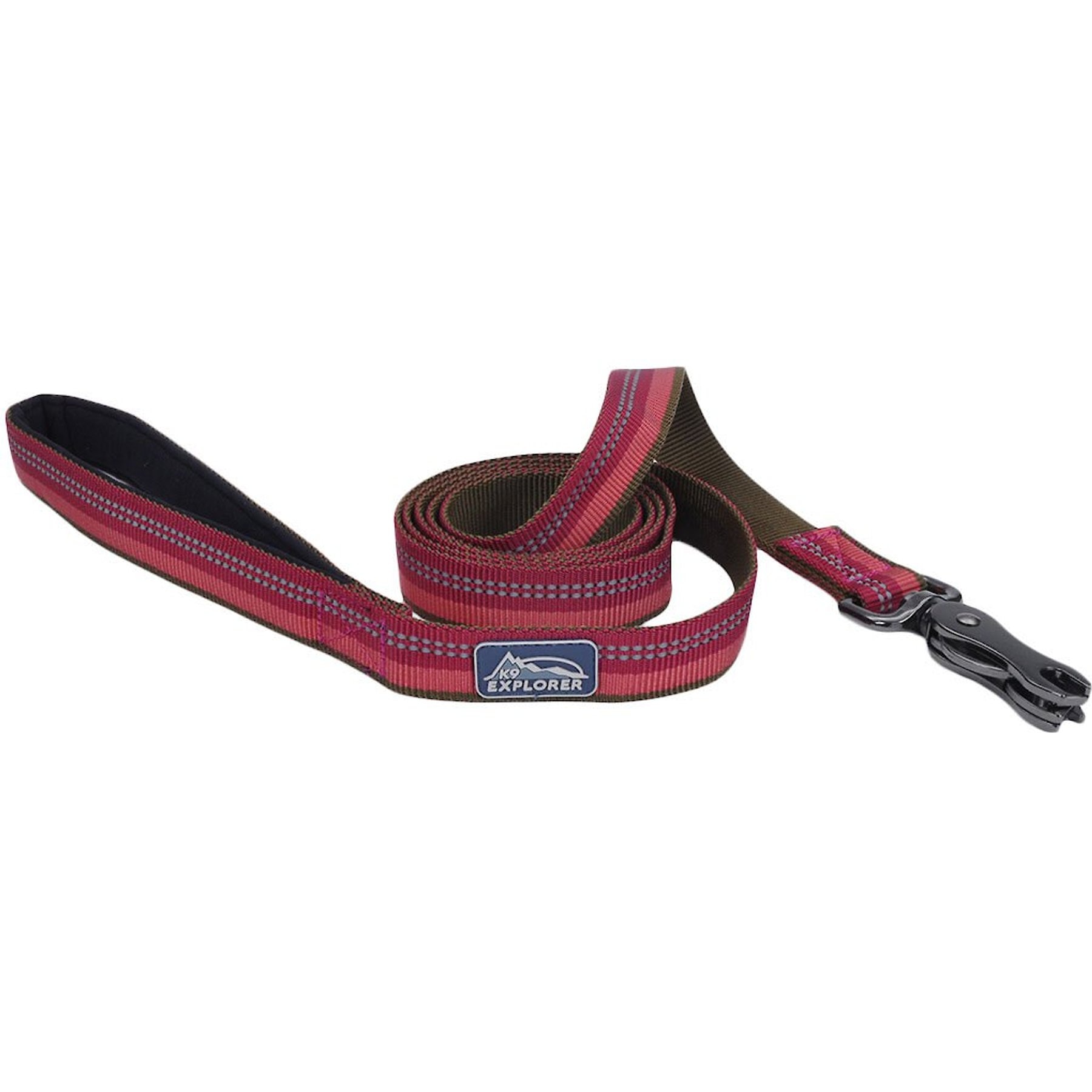 K9 Explorer Scissor Snap Reflective Dog Leash, Berry, 6-ft long, 1-in wide