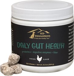 K9 Innovations Probiotic Daily Chicken Flavored Gut Health Chew Digestive Supplement for Dogs, 120 count