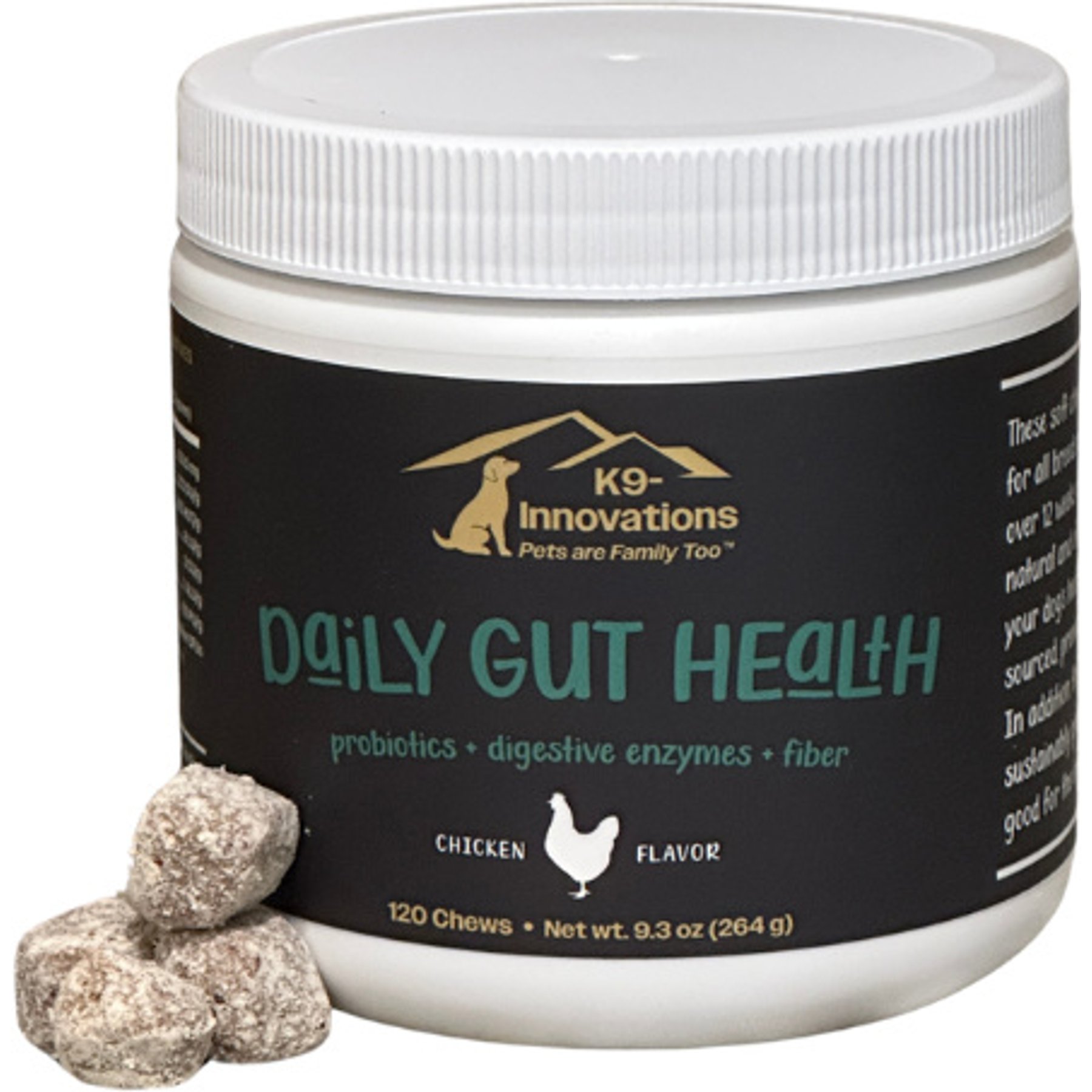 K9 Innovations Probiotic Daily Chicken Flavored Gut Health Chew Digestive Supplement for Dogs, 120 count