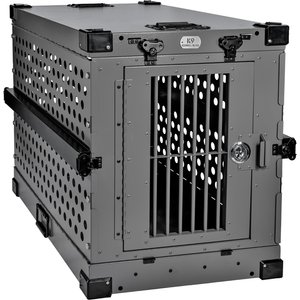 IMPACT DOG CRATES Single Door Collapsible Aluminum Dog Crate, Gray