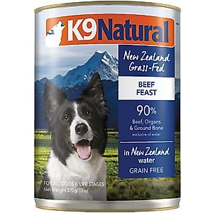 K9 Natural Grass-Fed Beef Feast Grain-Free Canned Dog Food, 13-oz, case of 12