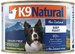 K9 Natural Grass-Fed Beef Feast Grain-Free Canned Dog Food, 6-oz, case of 12