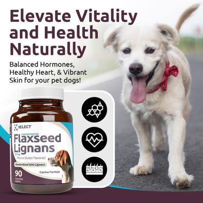 Show full view: K9 Select Flaxseed Peanut Butter SDG Lignans Dog Hormone Supplement, 20 mg, 90 count slide 4 of 8