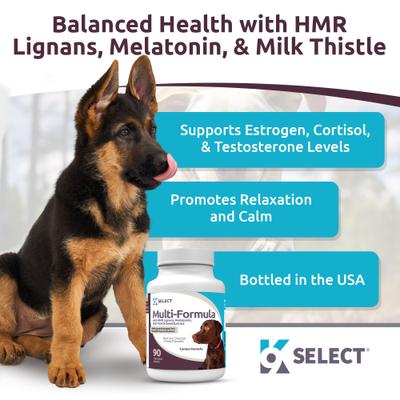 Show full view: K9 Select HMR Multi-Formula Beef Flavor Dog Hormone Supplement, 30 mg, 90 count slide 3 of 8