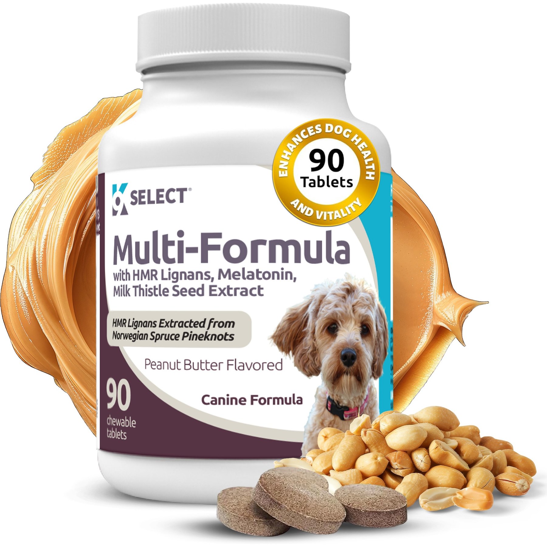 K9 Select HMR Multi-Formula Peanut Butter Formula Dog Hormone Supplement, 10 mg, 90 count
