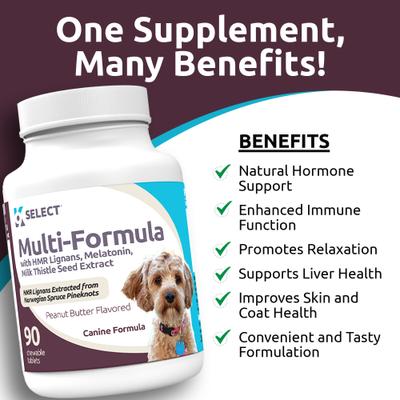 Show full view: K9 Select HMR Multi-Formula Peanut Butter Formula Dog Hormone Supplement, 10 mg, 90 count slide 6 of 9